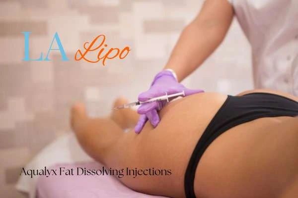 Woman having fat dissolving injections Cheshire on thighs