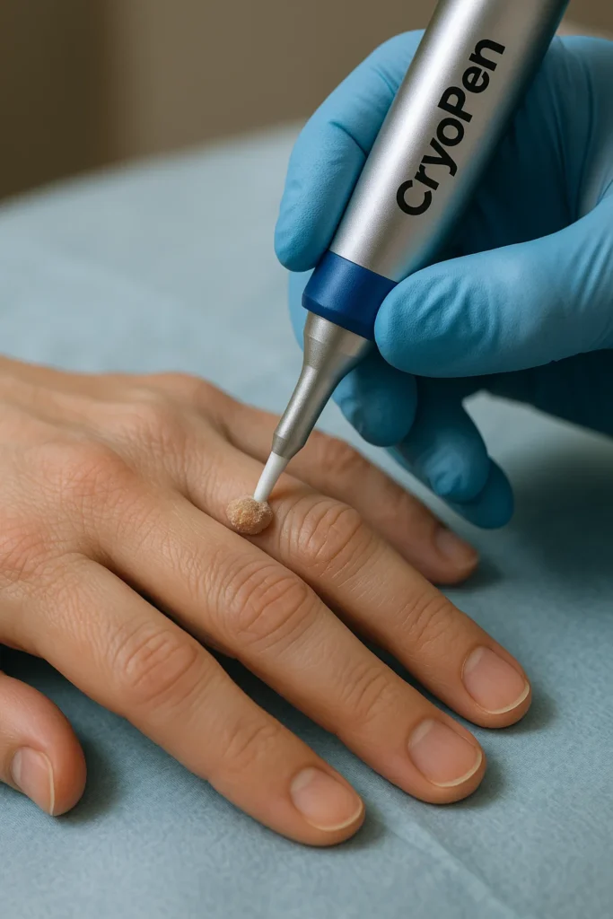 example of cryopen wart removal Cheshire treatment on a persons finger
