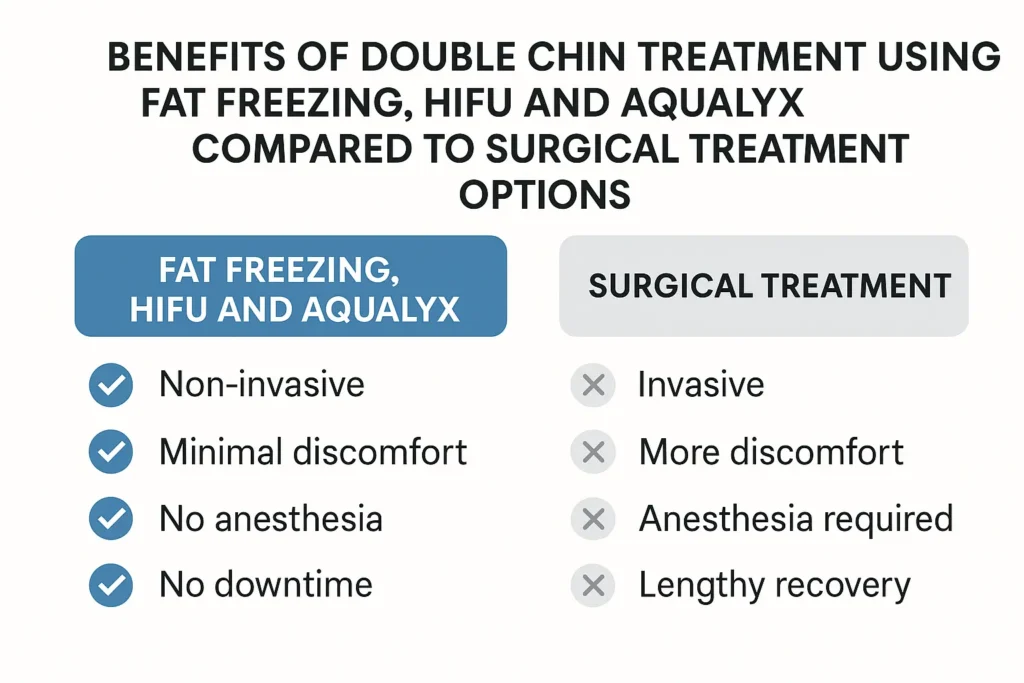 Graphic about the benefits of double chin treatment Cheshire - from LA LIPO