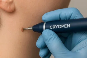 Person receiving skin tag removal Cheshire