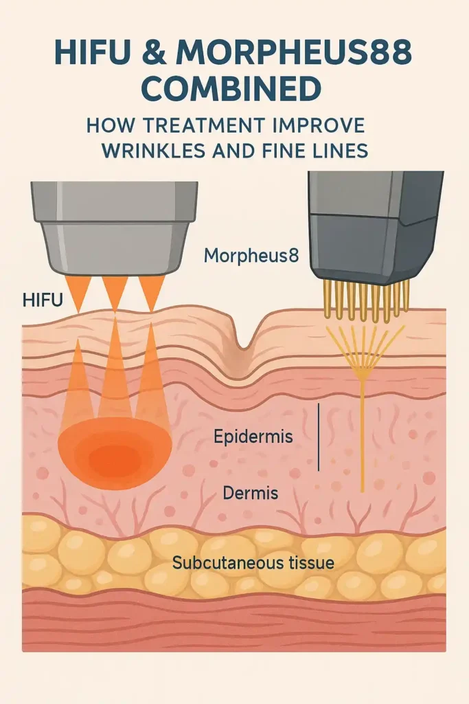 Diagram showing HIFU & Morpeus8 Cheshire and the benefits for reduction in wrinkles and fine lines