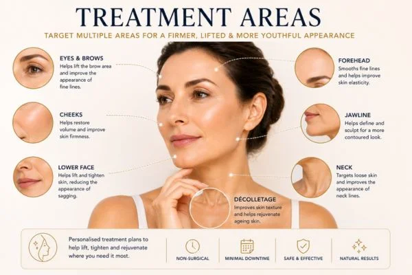 Areas of treatment for the ultimate lift tighten treatment Cheshire
